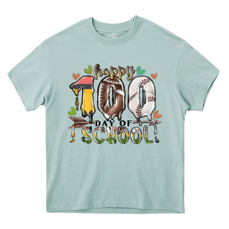 Happy 100 Day Of School American Football Baseball Heavy Core Tee by RacoonDesign | Teevron
