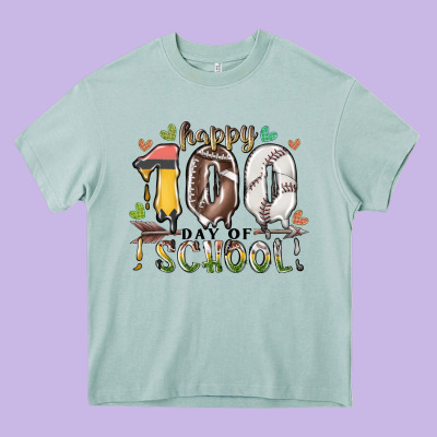 Happy 100 Day Of School American Football Baseball Heavy Core Tee Designed By Racoondesign