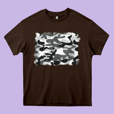 Black And White Camouflage Heavy Core Tee Designed By Barkaloodesign