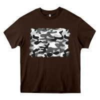 Chocolate Brown black and white camouflage Heavy Core Tee - BarkalooDesign