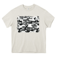 Cream black and white camouflage Heavy Core Tee - BarkalooDesign