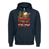 Navy baking through the snow Zipper Hoodie - Jasminsmagicworld