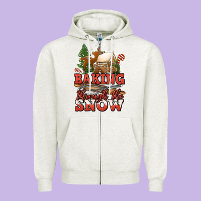 Baking Through The Snow Zipper Hoodie Designed By Jasminsmagicworld