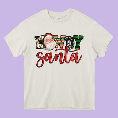 Howdy Santa Heavy Core Tee Designed By Fadigitalartstudio