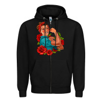 Black hispanic strong woman with roses Zipper Hoodie - Jasminsmagicworld