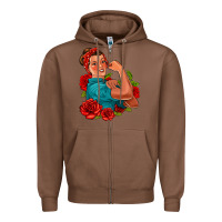 Chestnut hispanic strong woman with roses Zipper Hoodie - Jasminsmagicworld
