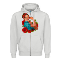 Dove Grey hispanic strong woman with roses Zipper Hoodie - Jasminsmagicworld