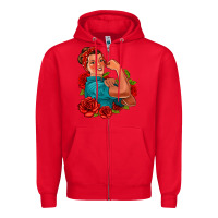 Red hispanic strong woman with roses Zipper Hoodie - Jasminsmagicworld