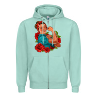 Seafoam hispanic strong woman with roses Zipper Hoodie - Jasminsmagicworld