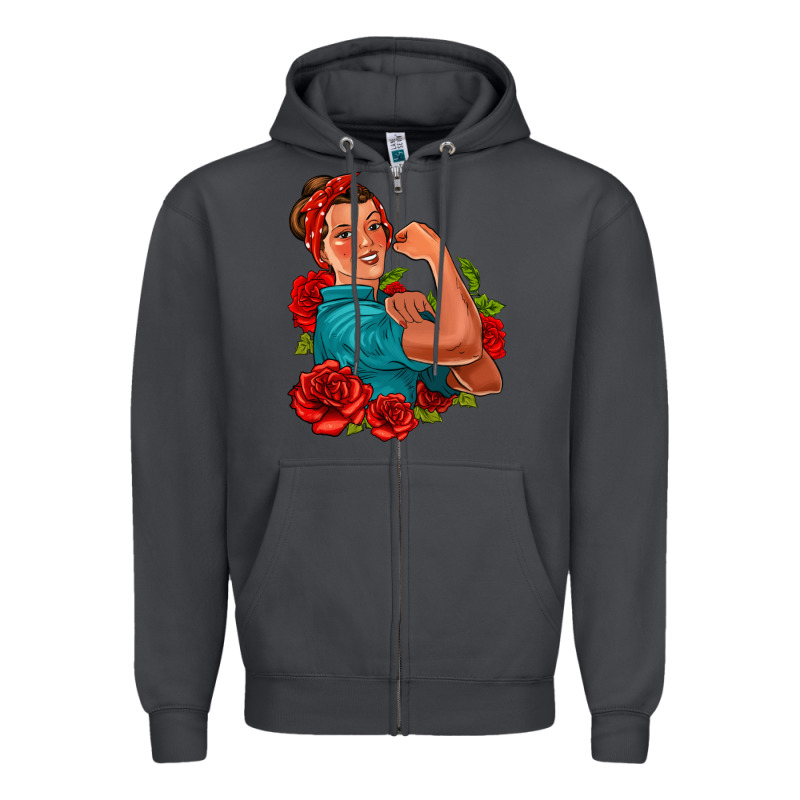 Hispanic Strong Woman With Roses Zipper Hoodie by Jasminsmagicworld | Teevron