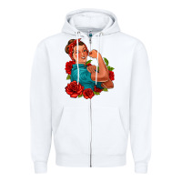 White hispanic strong woman with roses Zipper Hoodie - Jasminsmagicworld