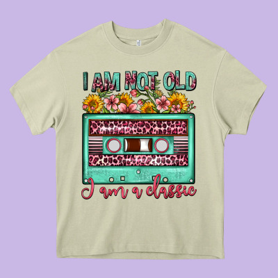 I Am Not Old I Am A Classic Sunflower Floral Casse Heavy Core Tee Designed By Fadigitalartstudio