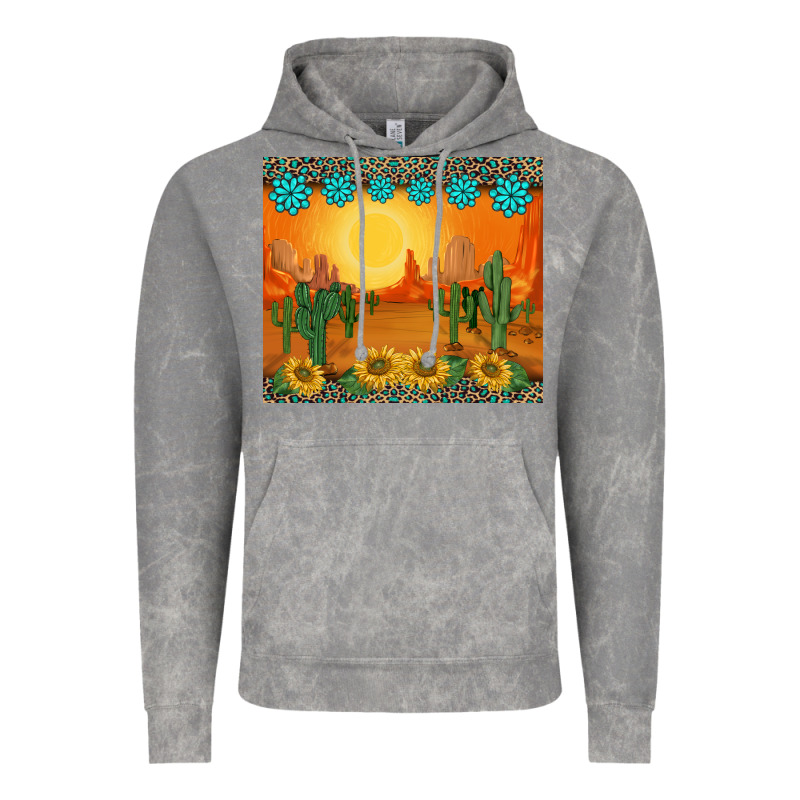 Western Sunset Cactus Sunflowers Gemstones Leopards Vintage Hoodie by BarkalooDesign | Teevron