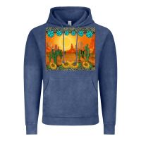 Vintage Denim western sunset cactus sunflowers gemstones leopards Vintage Hoodie - BarkalooDesign