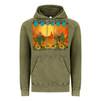 Vintage Olive western sunset cactus sunflowers gemstones leopards Vintage Hoodie - BarkalooDesign