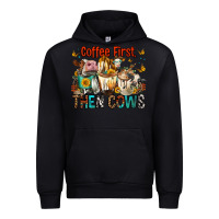 Black Coffee First Then Cows Urban Hoodie - FaDigitalArtStudio