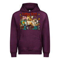 Mauve Wine Coffee First Then Cows Urban Hoodie - FaDigitalArtStudio