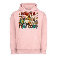 Pigment Salmon Coffee First Then Cows Urban Hoodie - FaDigitalArtStudio