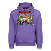 Tulip Coffee First Then Cows Urban Hoodie - FaDigitalArtStudio