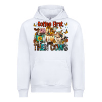 White Coffee First Then Cows Urban Hoodie - FaDigitalArtStudio