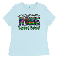 Baby Blue home sweet home Ladies Tee - CowhideDigitalArt