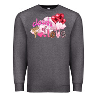 Charcoal Heather Clouds of love with balloons Valentine's Day Premium Sweatshirt - HowdyJamesFarm