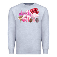 Heather Grey Clouds of love with balloons Valentine's Day Premium Sweatshirt - HowdyJamesFarm