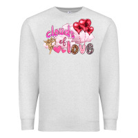 Oatmeal Heather Clouds of love with balloons Valentine's Day Premium Sweatshirt - HowdyJamesFarm