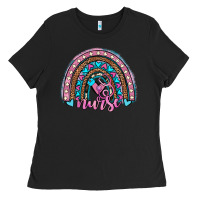 Black leopard cowhide nurse rainbow Ladies Tee - JahusDesignShop