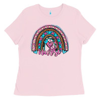 Bubblegum Pink leopard cowhide nurse rainbow Ladies Tee - JahusDesignShop