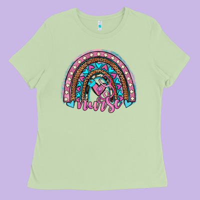 Leopard Cowhide Nurse Rainbow Ladies Tee Designed By Jahusdesignshop