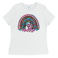 White leopard cowhide nurse rainbow Ladies Tee - JahusDesignShop