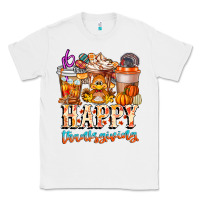 White happy thanksgiving Classic Tee - CowhideDigitalArt