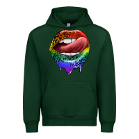 Forest Green rainbow lips pride Urban Hoodie - FaDigitalArtStudio