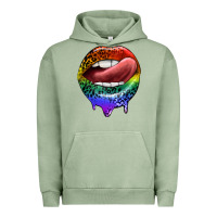 Pigment Oil Green rainbow lips pride Urban Hoodie - FaDigitalArtStudio