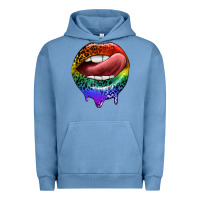 Pigment Pebble Blue rainbow lips pride Urban Hoodie - FaDigitalArtStudio