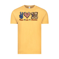 Vintage Mustard Peace Love America Vintage Tee - Jasminsmagicworld