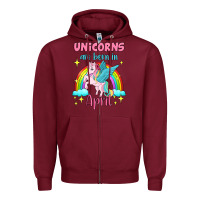 Burgundy unicorns are born in april Zipper Hoodie - Jasminsmagicworld