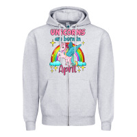 Heather Grey unicorns are born in april Zipper Hoodie - Jasminsmagicworld