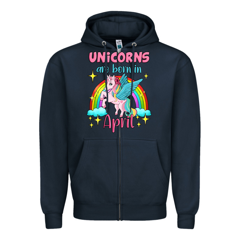 Unicorns Are Born In April Zipper Hoodie by Jasminsmagicworld | Teevron
