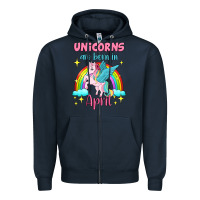 Navy unicorns are born in april Zipper Hoodie - Jasminsmagicworld