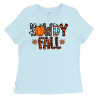 Baby Blue howdy fall Ladies Tee - CowhideDigitalArt