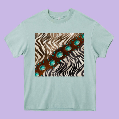 Zebra Gemstone Leather Heavy Core Tee Designed By Barkaloodesign