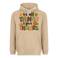 Mushroom In all things give thanks Heavyweight Hoodie - NancyCooperArtShop