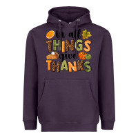 Plum In all things give thanks Heavyweight Hoodie - NancyCooperArtShop