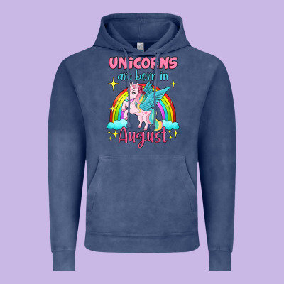 Unicorns Are Born In August Vintage Hoodie Designed By Jasminsmagicworld