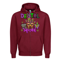 Burgundy dental squad mardi gras teeth Zipper Hoodie - Jasminsmagicworld