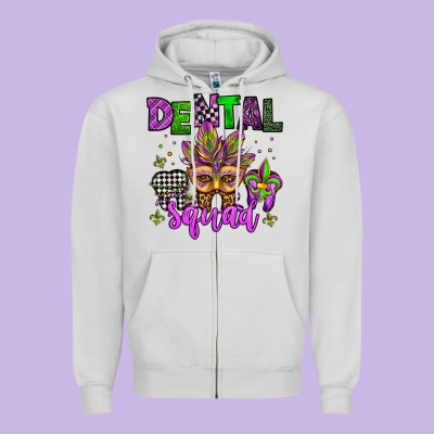 Dental Squad Mardi Gras Teeth Zipper Hoodie Designed By Jasminsmagicworld