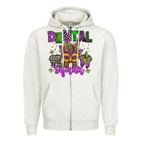 Oatmeal Heather dental squad mardi gras teeth Zipper Hoodie - Jasminsmagicworld