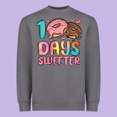 100 Days Sweeter Heavyweight Sweatshirt Designed By Maliassmallbusiness